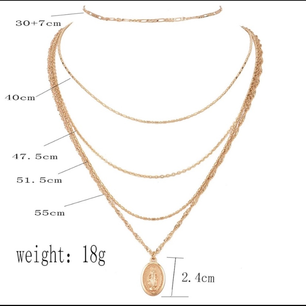 Silver or Gold MARY multilayered necklace - Picture 5 of 5
